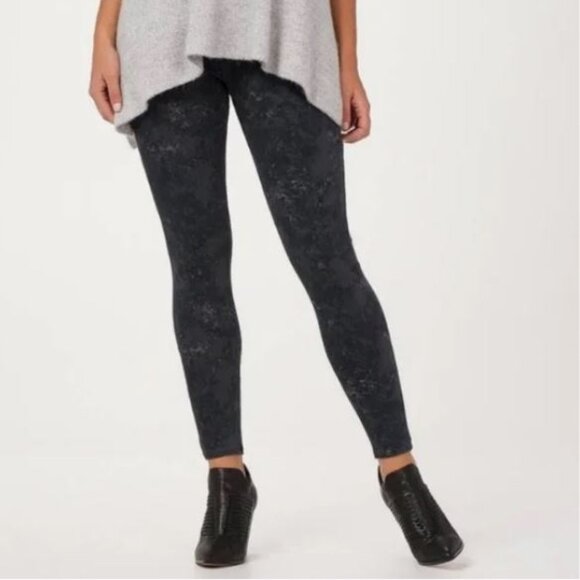 SPANX Size X-Small Black Gray Acid Wash Jegging Legging Slim Leg Pull On Stretch - Picture 1 of 12